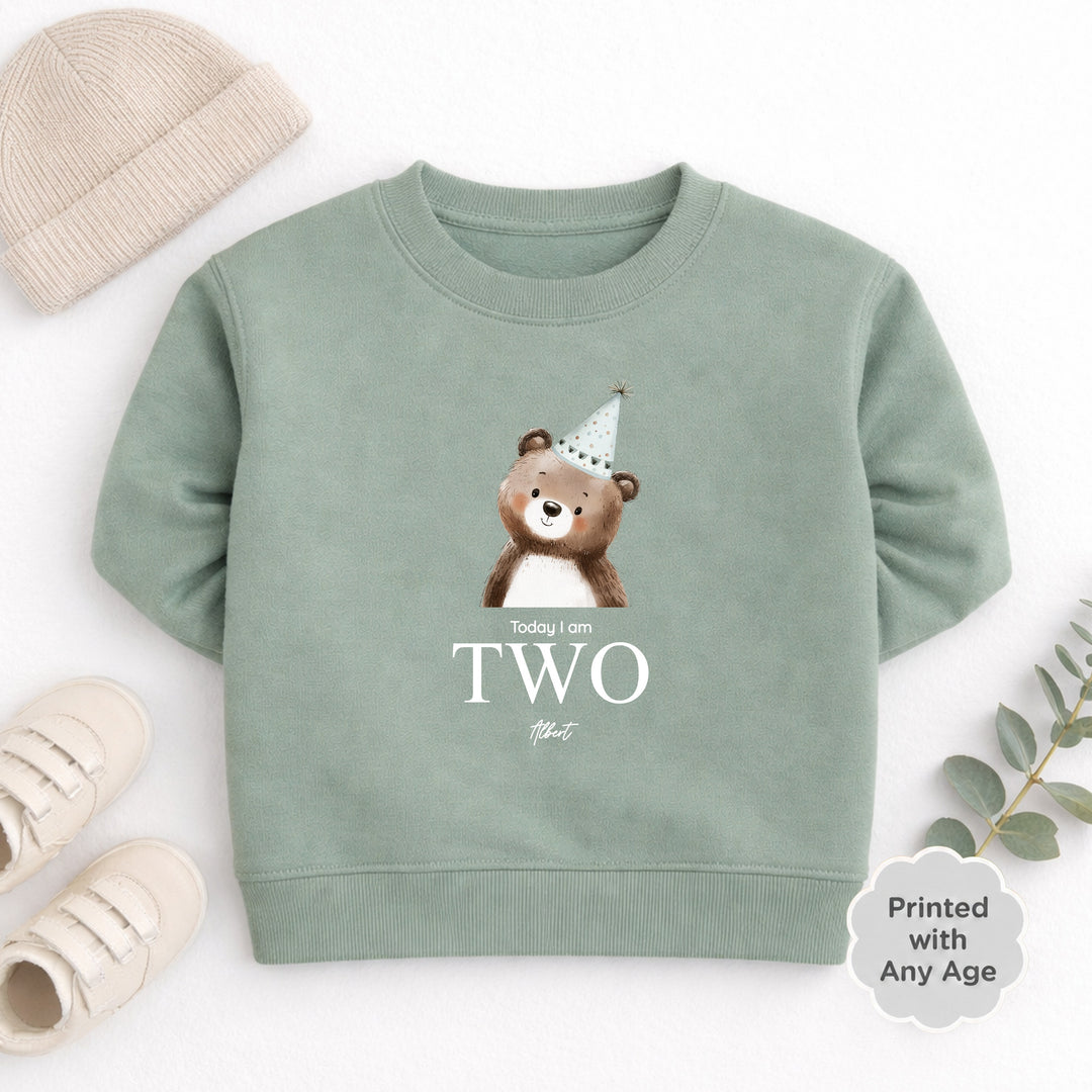 Personalised Bear Party Hat Any Age Birthday Jumper