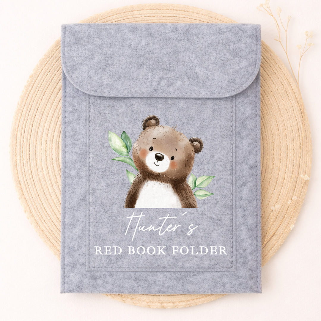 Personalised Brown Bear Red Book Cover