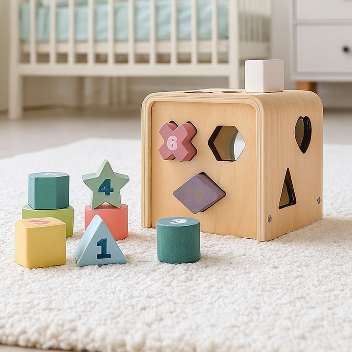 Personalised 11 Piece Shape Wooden Sorting Cube