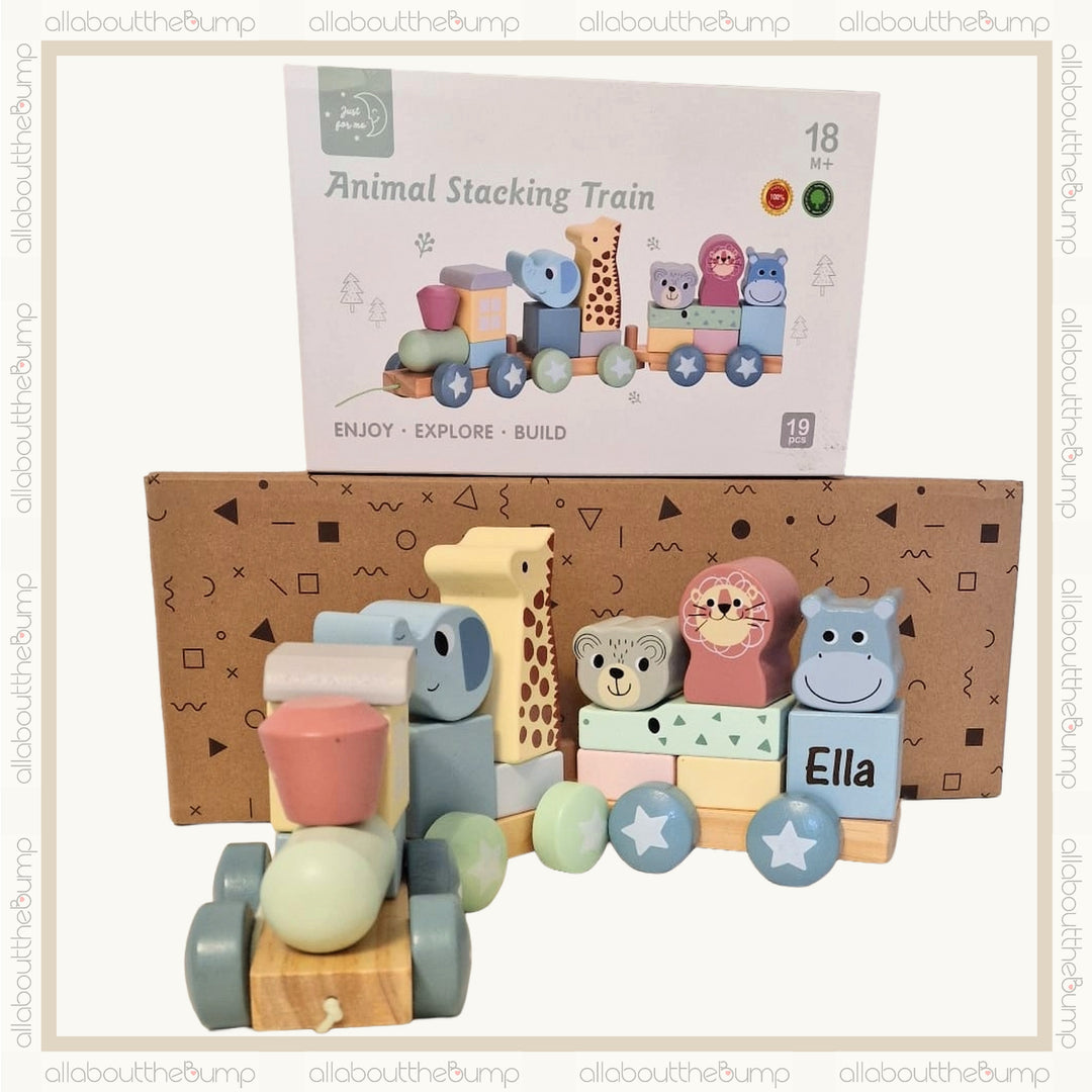 Wooden Educational Animal Stacking Train (19 pcs)