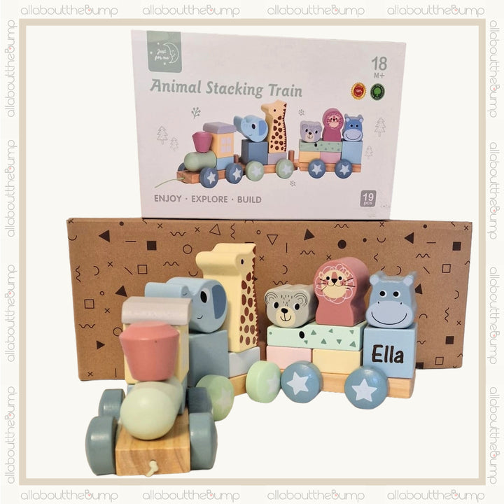 Wooden Educational Animal Stacking Train (19 pcs)