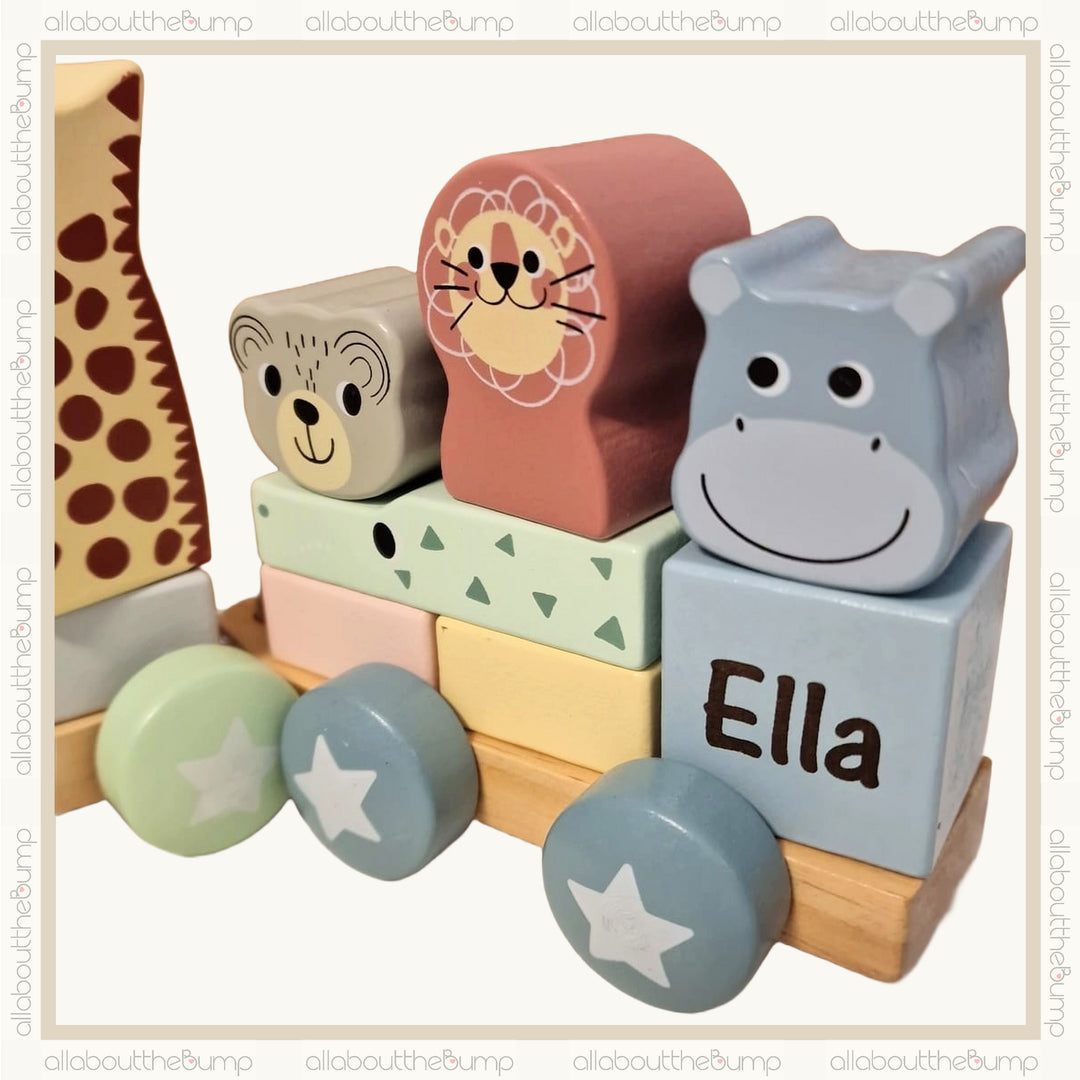 Wooden Educational Animal Stacking Train (19 pcs)