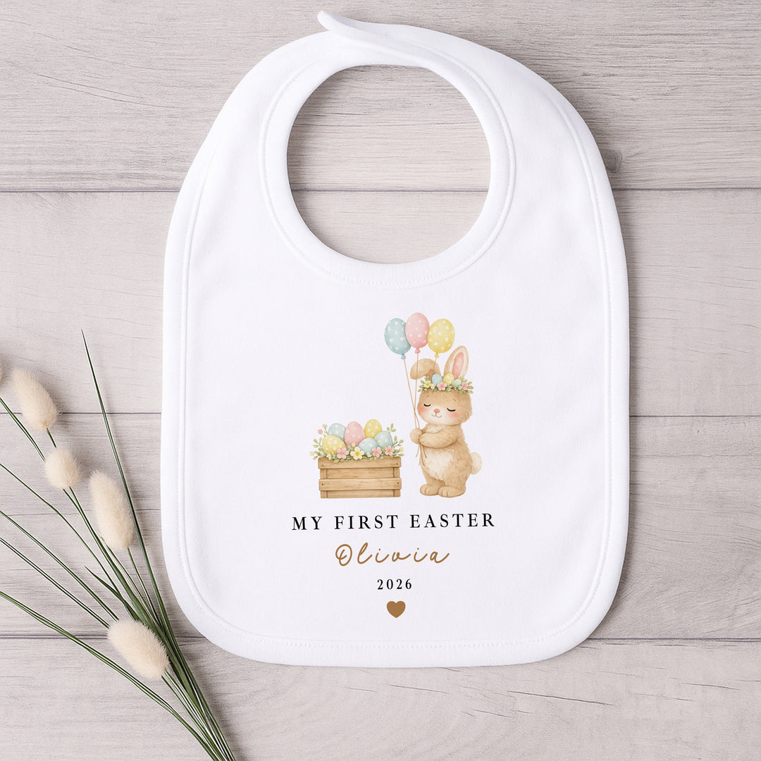 Personalised Bunny Balloons My First Easter Baby Grow, Vest or Bib