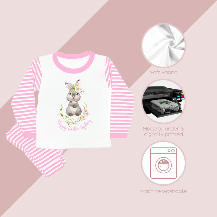 Personalised Pink Floral Bunny My First Easter Pyjamas