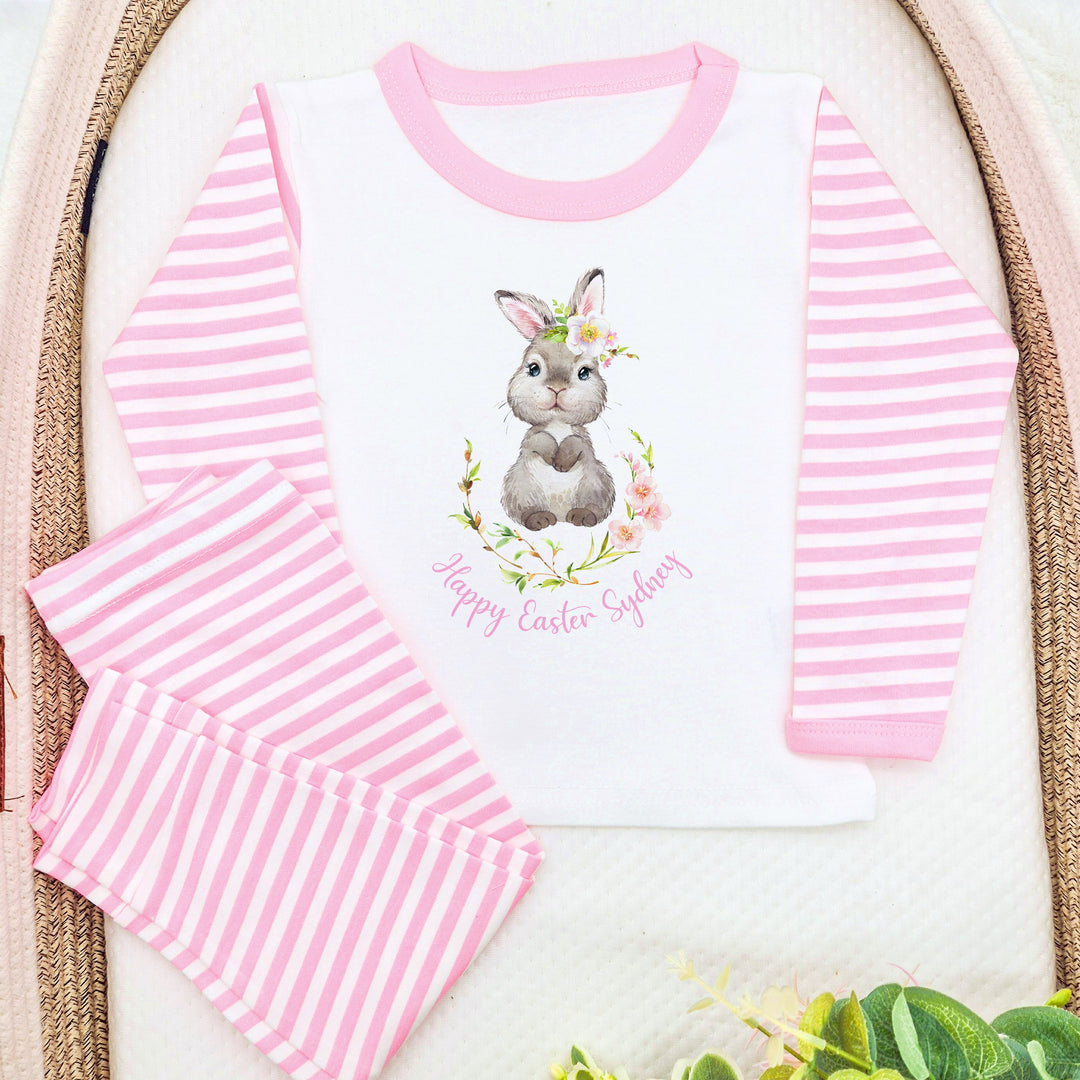 Personalised Pink Floral Bunny My First Easter Pyjamas