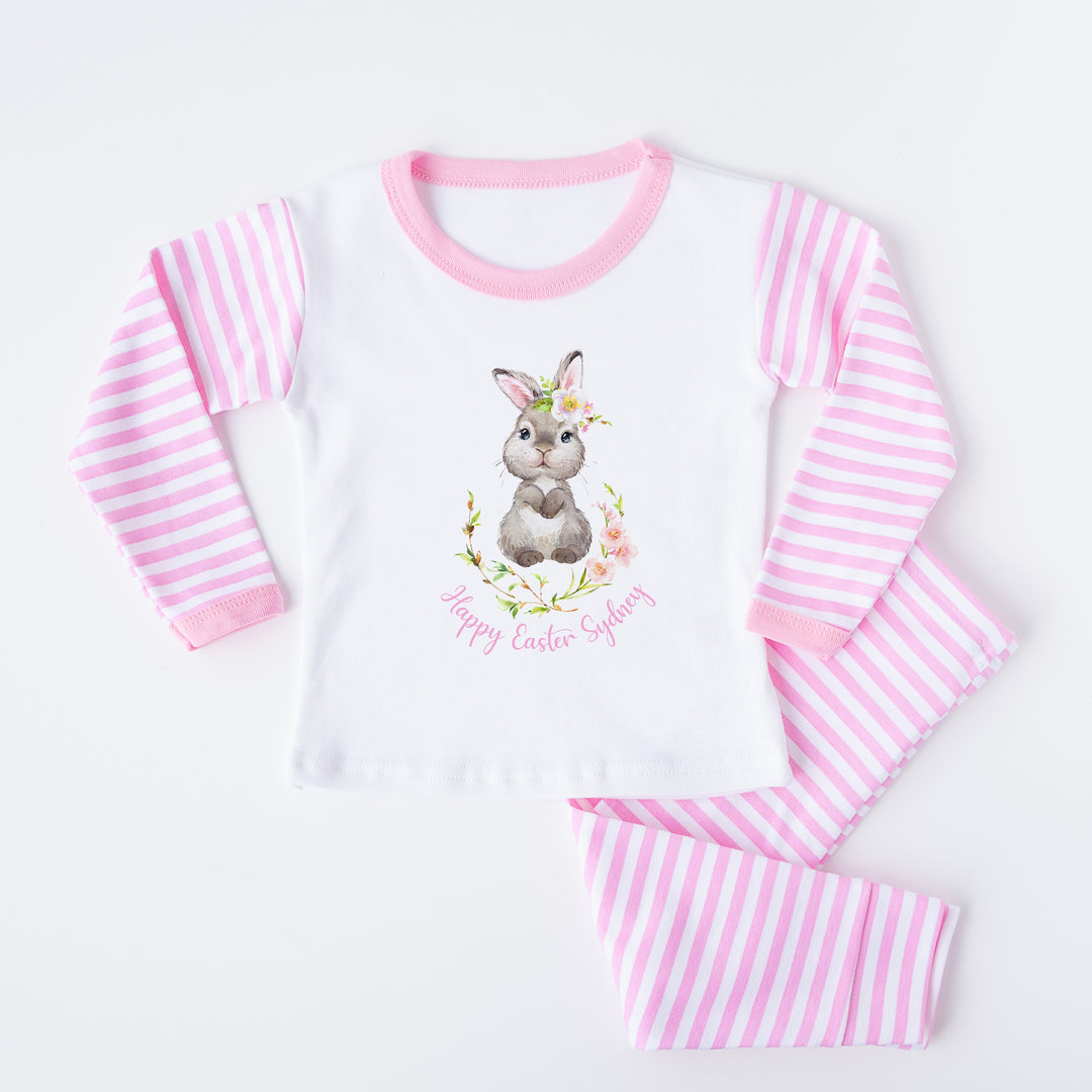 Personalised Pink Floral Bunny My First Easter Pyjamas