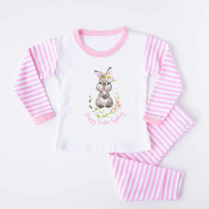 Personalised Pink Floral Bunny My First Easter Pyjamas