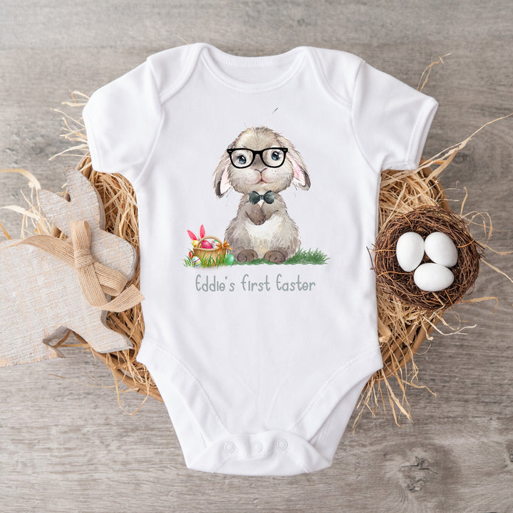 Bunny With Glasses First Easter Babygrow/Baby Vest