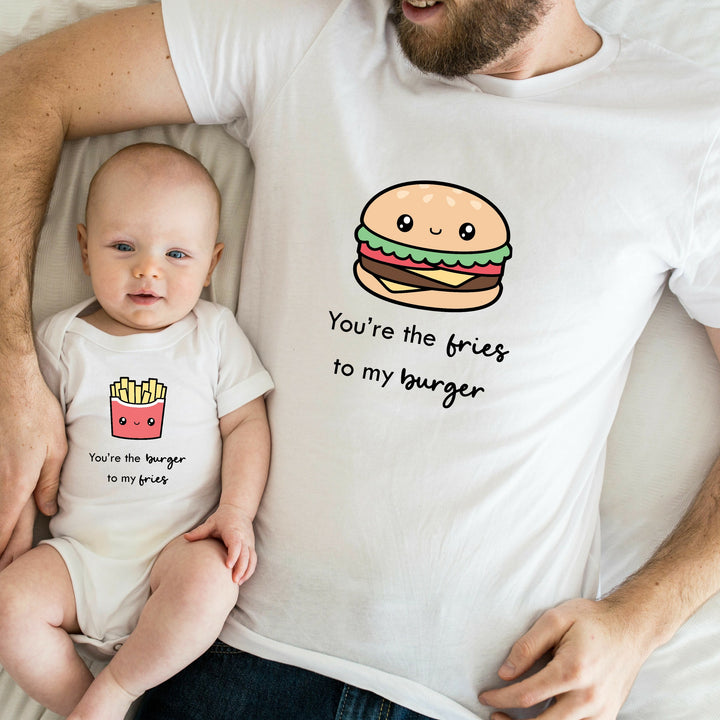 Burger to my Fries  Set Matching T-shirt Baby Vest