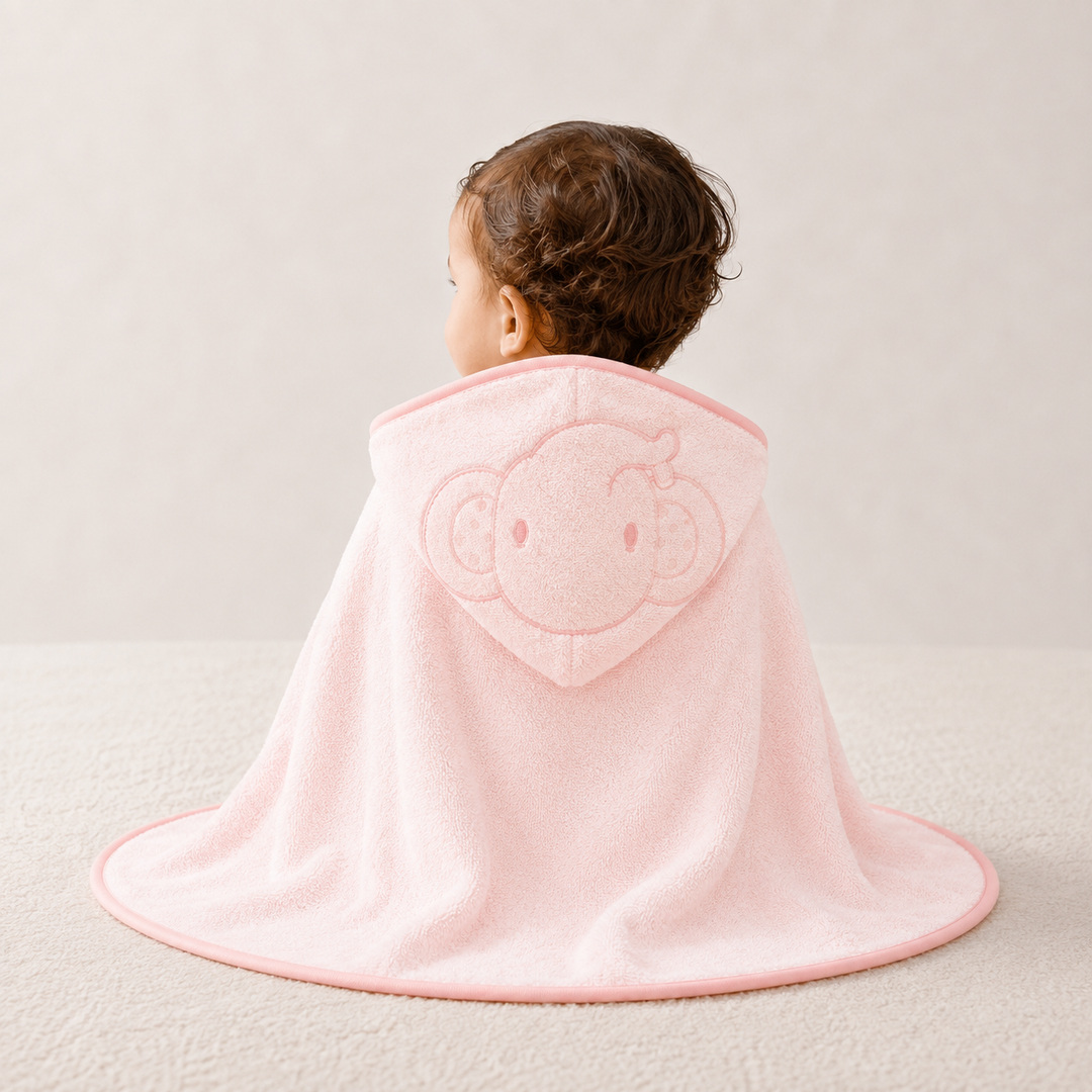 Girls Pink Elephant Hooded Towel