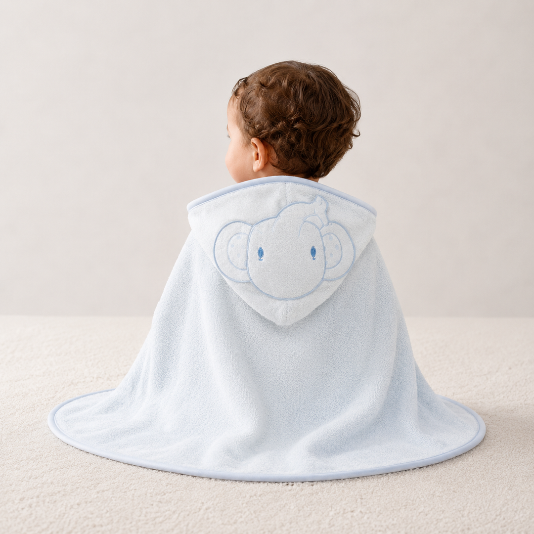 Boys Sky Blue Elephant Hooded Towel