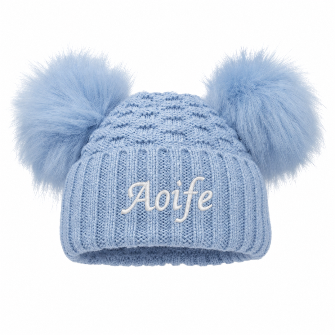 Personalised Embroidered Knitted Pompom Hat