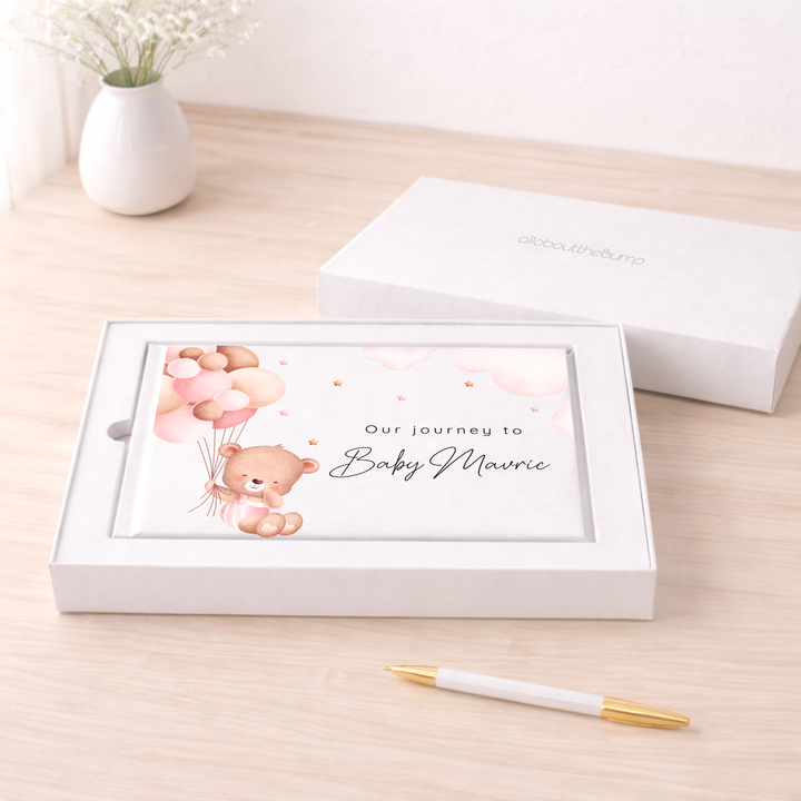 Personalised Pink Bear Pregnancy Journal