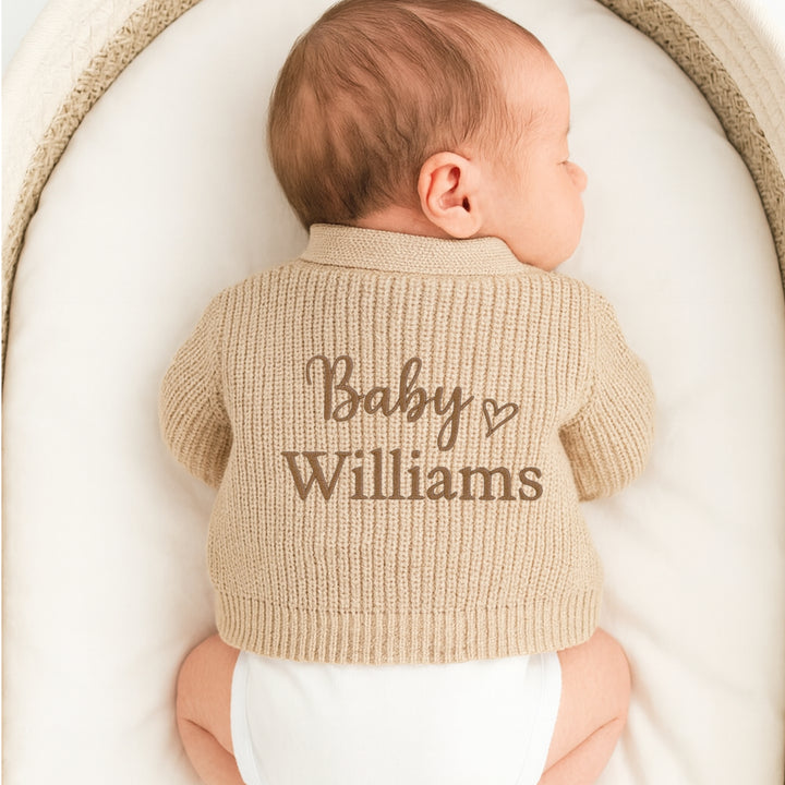 Personalised Embroidered Baby Name Knitted Cardigan