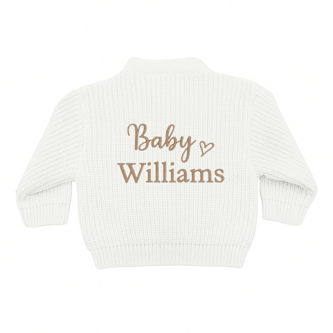 Personalised Embroidered Baby Name Knitted Cardigan