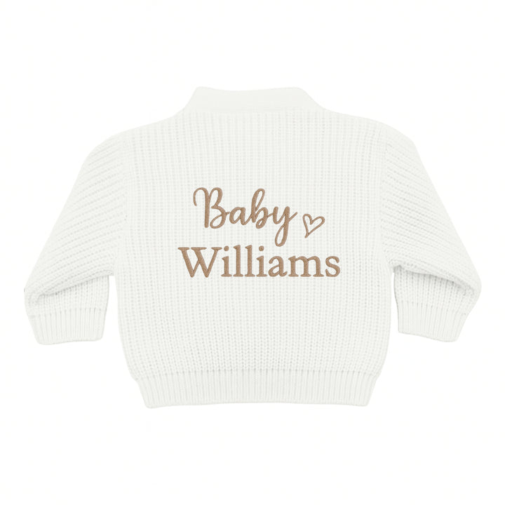 Personalised Embroidered Baby Name Knitted Cardigan