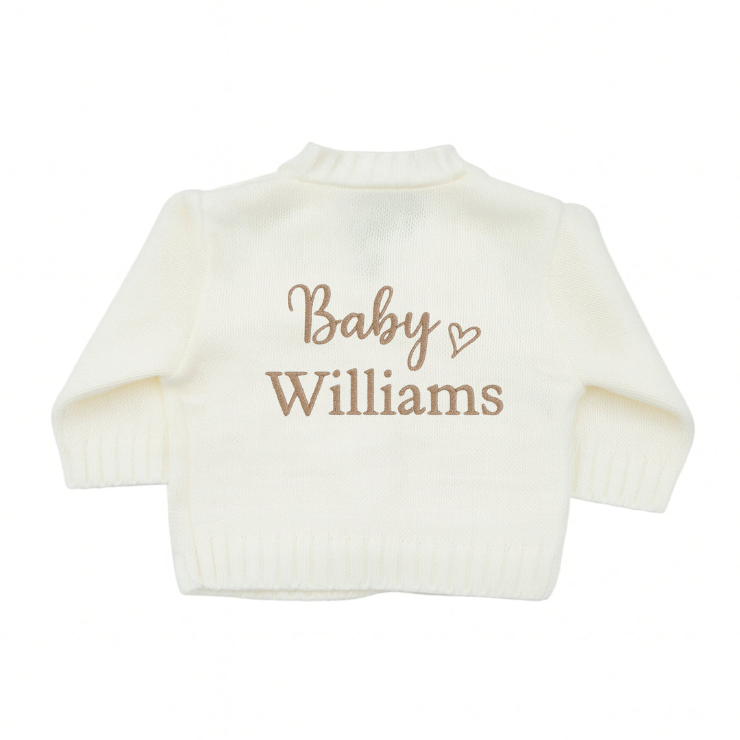 Personalised Embroidered Baby Name Knitted Cardigan
