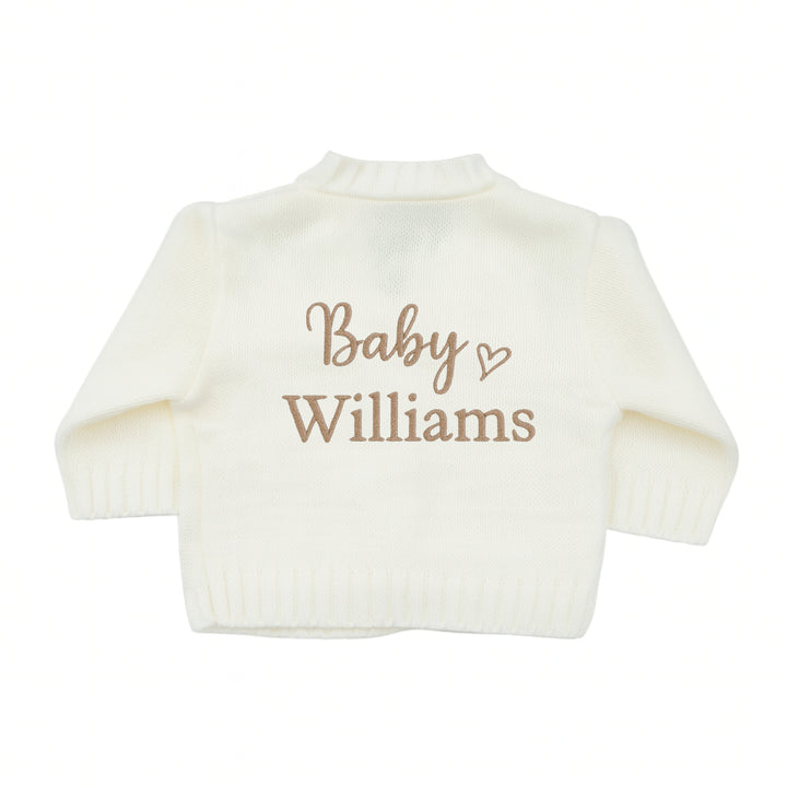 Personalised Embroidered Baby Name Knitted Cardigan