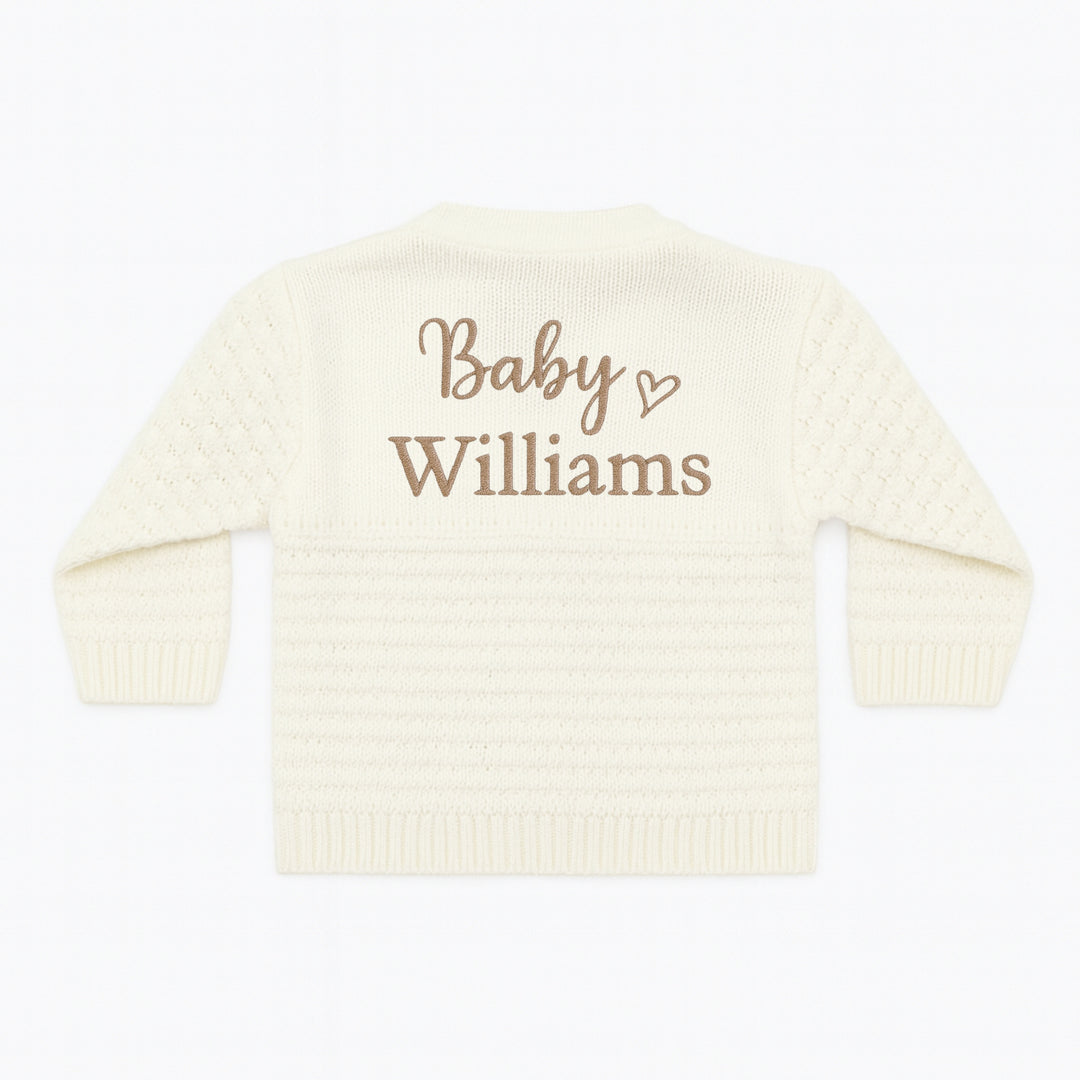 Personalised Embroidered Baby Name Knitted Cardigan