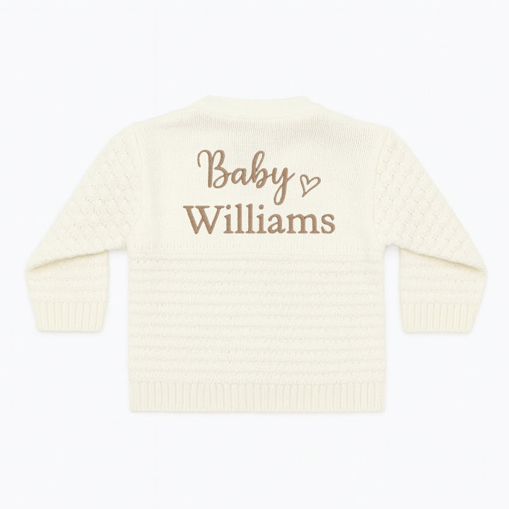 Personalised Embroidered Baby Name Knitted Cardigan