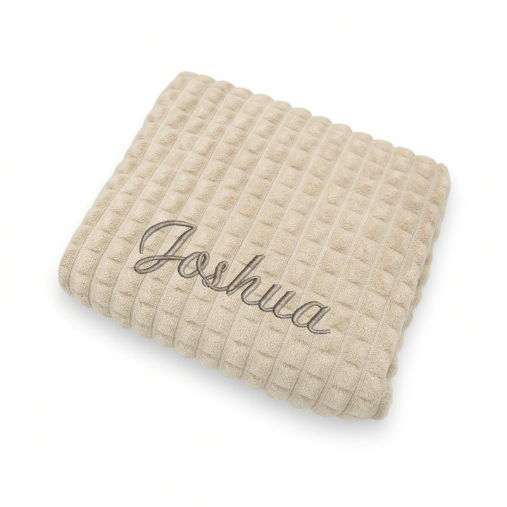 Personalised Unisex Embroidered Beige Blanket, Comforter or Gift Set