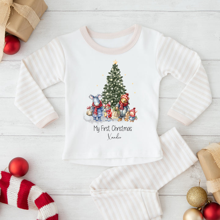 Personalised Classic Winnie the Pooh Christmas Scene Pyjamas