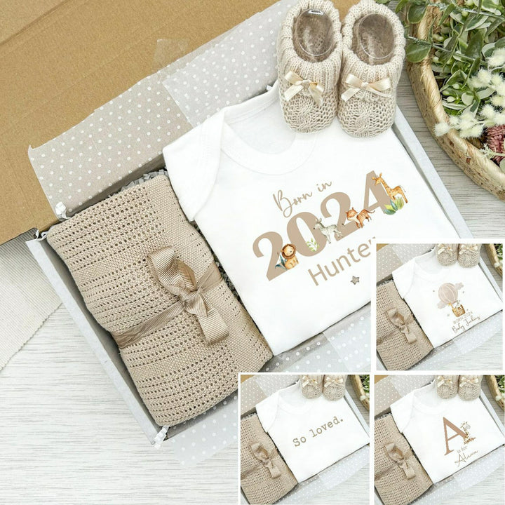 Personalised Unisex Beige Clothing Hamper Set