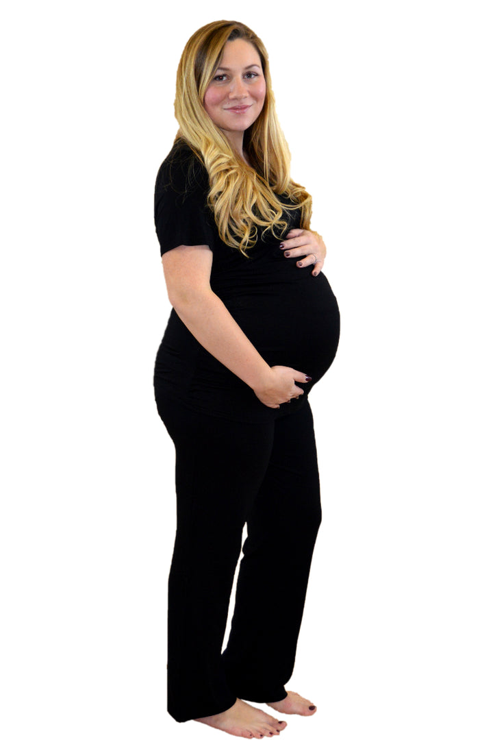 Black Maternity Bootcut Trousers (Over-the-Bump)