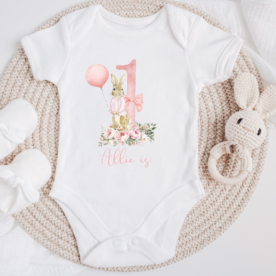 Personalised Birthday Pink Rabbit Vest