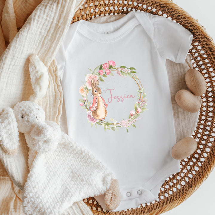 Personalised Flopsy Wreath Babygrow/Vest