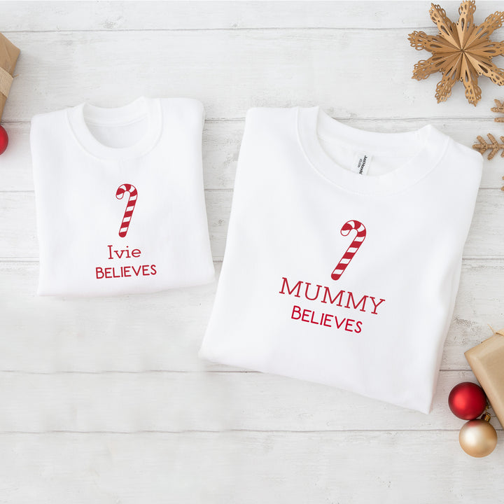 Personalised Candy Cane Matching Sweatshirts