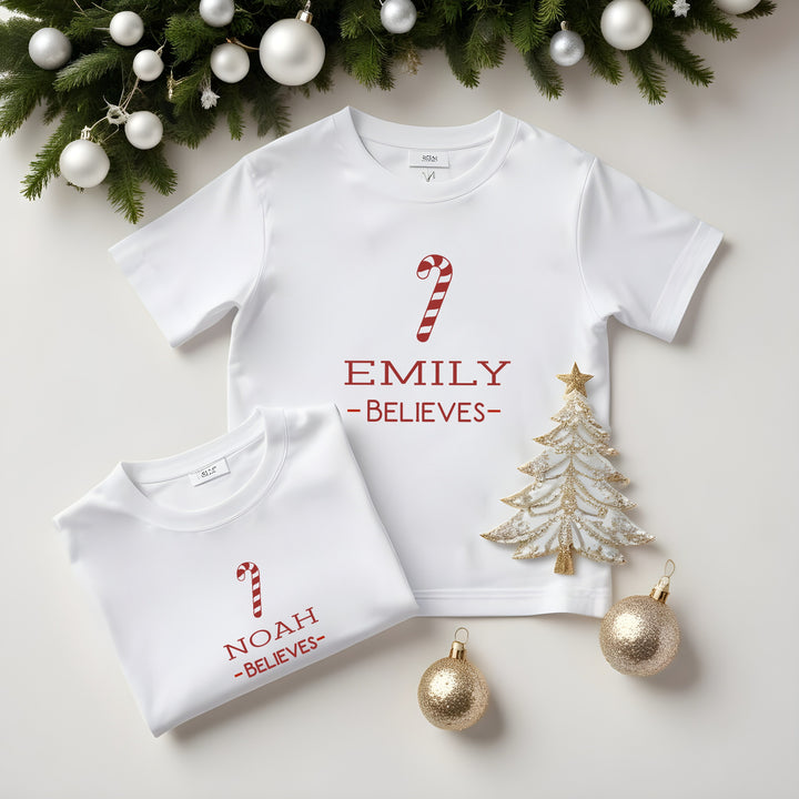 Personalised Candy Cane T-shirts With Optional Trousers