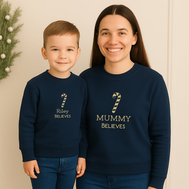Personalised Candy Cane Family Matching Sweatshirts