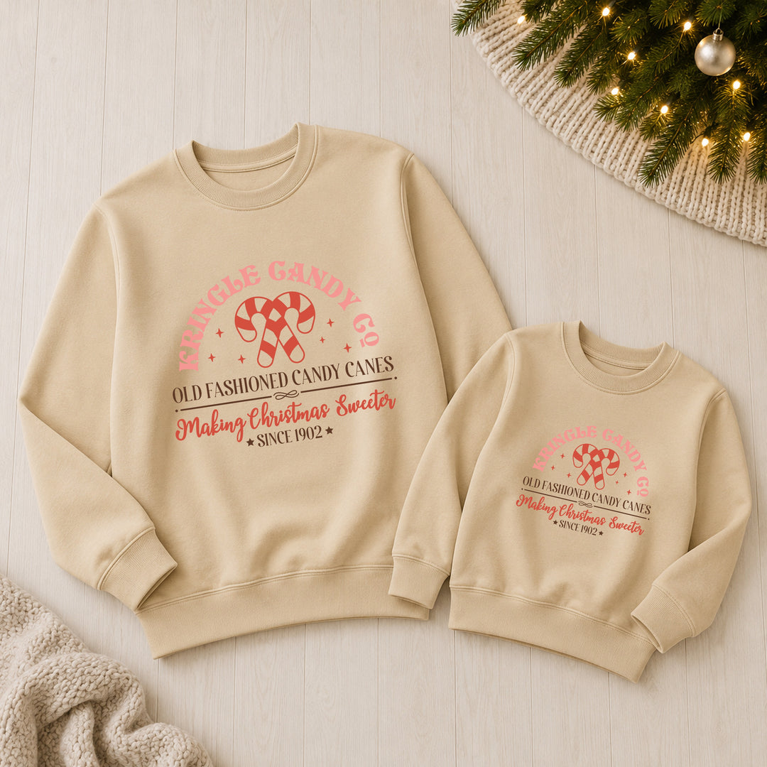 Family Matching Candy Cane Company Christmas Jumper