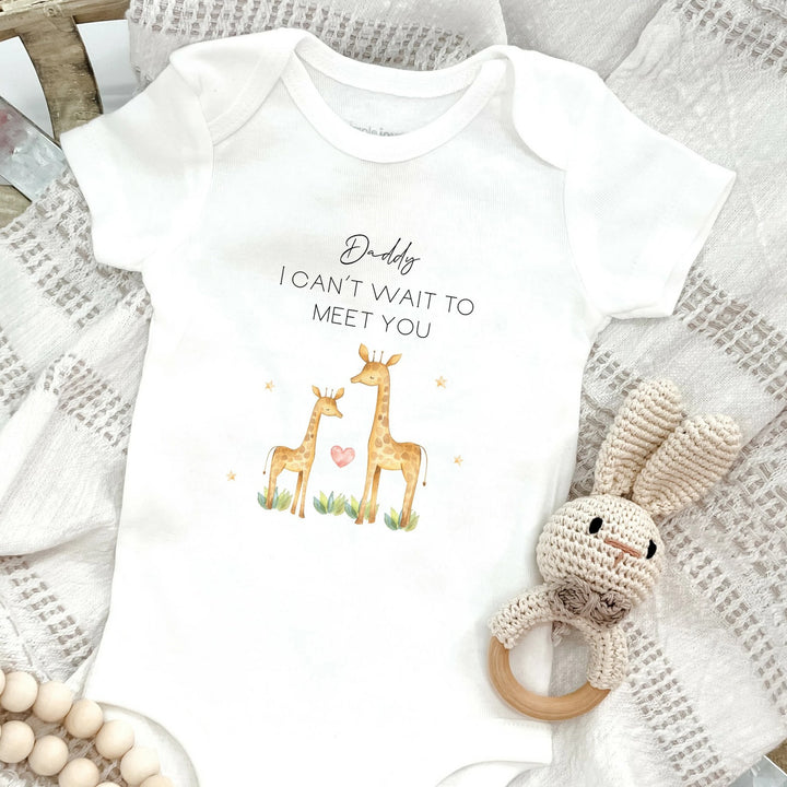 Personalised Daddy I Can't Wait To Meet You Giraffe Baby Announcement Vest