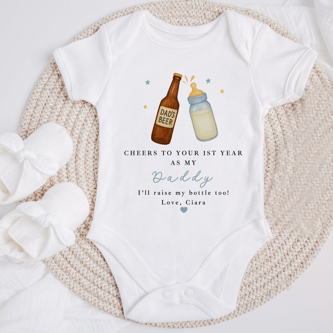 Personalised Beer Milk Happy Birthday Daddy Baby Grow/Vest