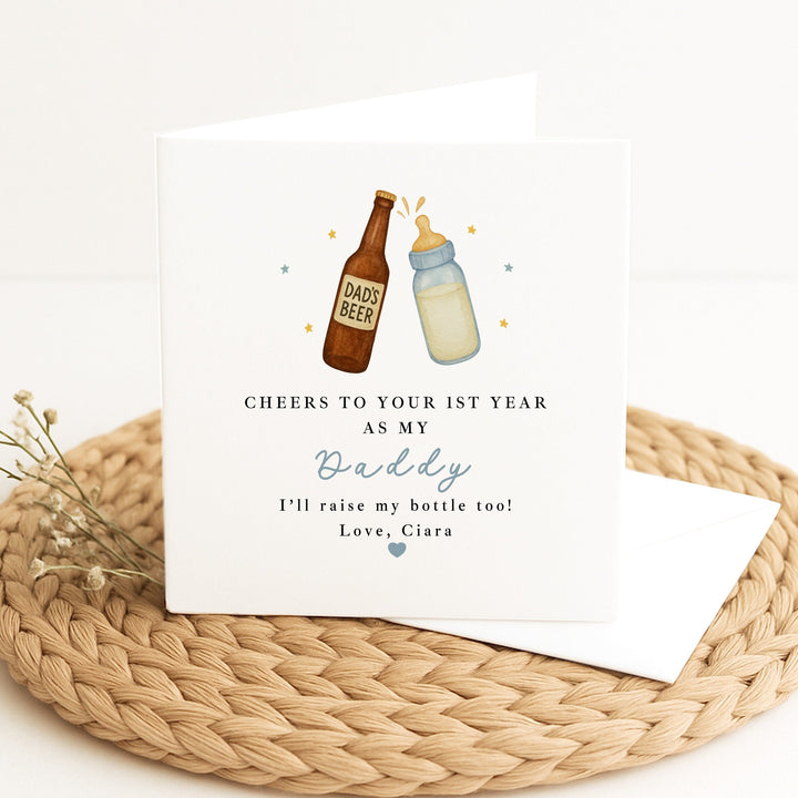 Personalised Blue Cheers Happy Birthday Daddy Card