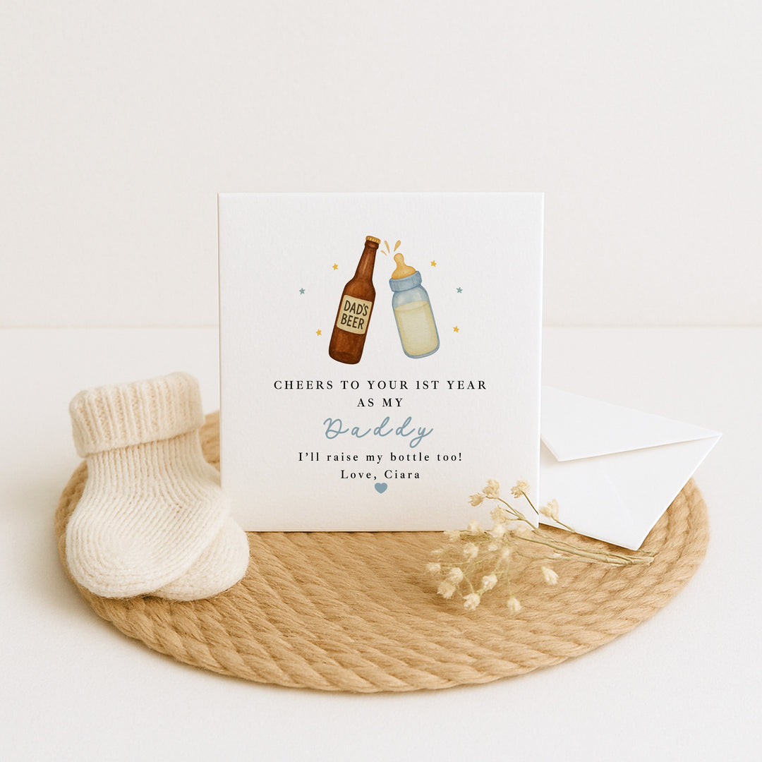 Personalised Blue Cheers Happy Birthday Daddy Card