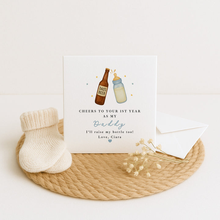 Personalised Blue Cheers Happy Birthday Daddy Card