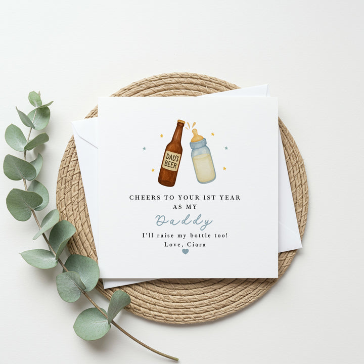 Personalised Blue Cheers Happy Birthday Daddy Card