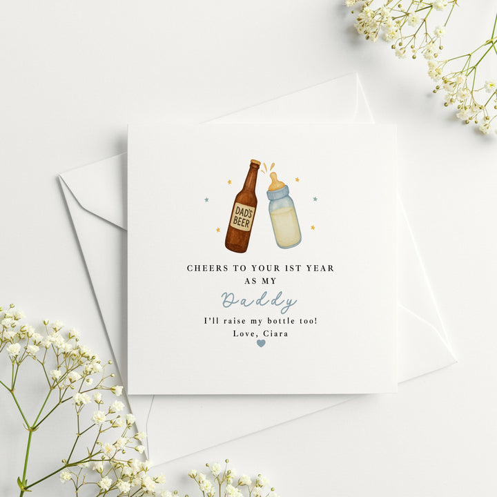 Personalised Blue Cheers Happy Birthday Daddy Card