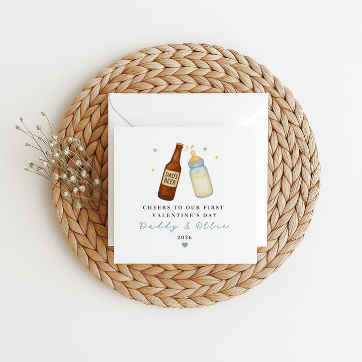 Personalised Blue Cheers Our First Valentine's Day Card