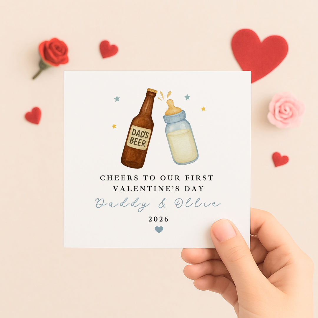 Personalised Blue Cheers Our First Valentine's Day Card