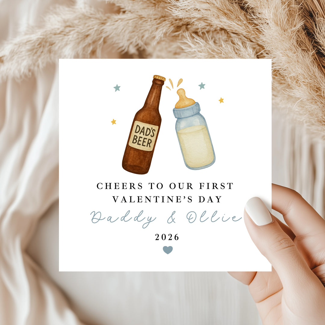 Personalised Blue Cheers Our First Valentine's Day Card