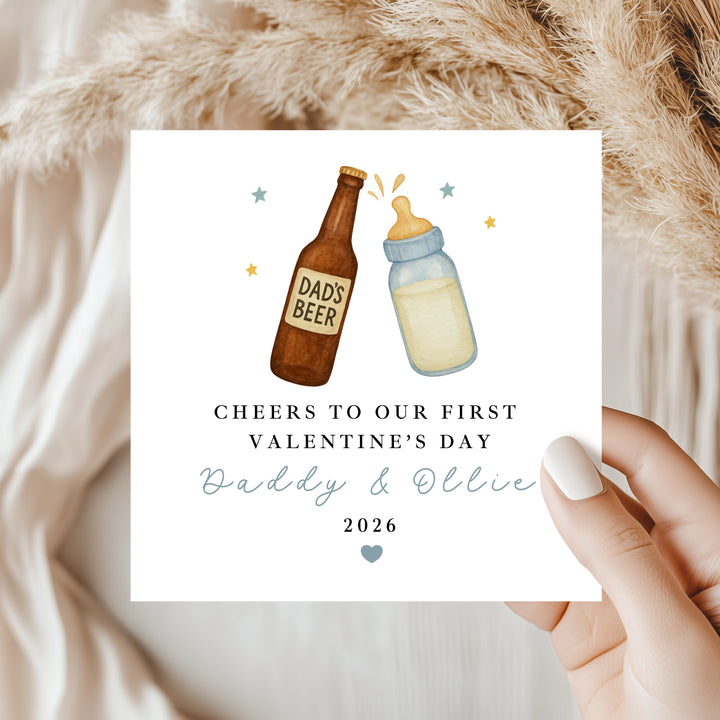 Personalised Blue Cheers Our First Valentine's Day Card