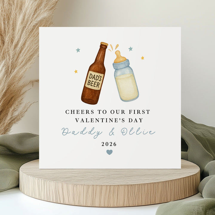 Personalised Blue Cheers Our First Valentine's Day Card