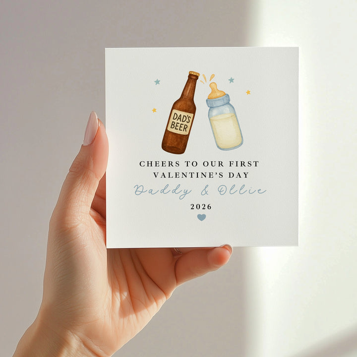 Personalised Blue Cheers Our First Valentine's Day Card