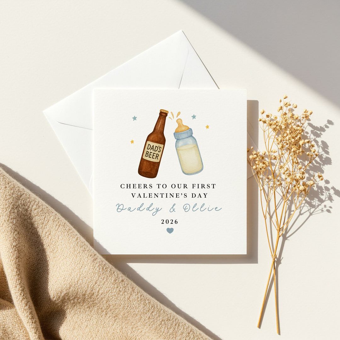 Personalised Blue Cheers Our First Valentine's Day Card