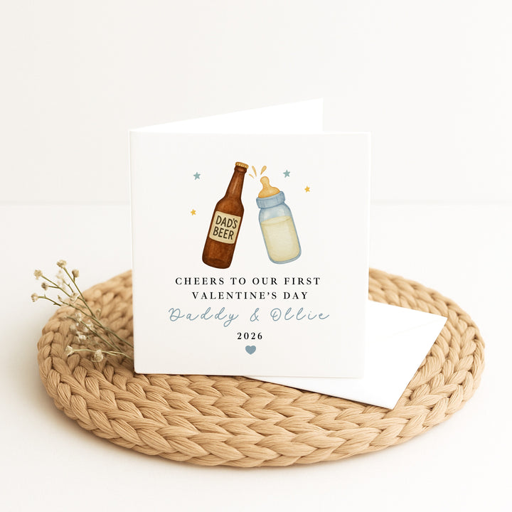 Personalised Blue Cheers Our First Valentine's Day Card