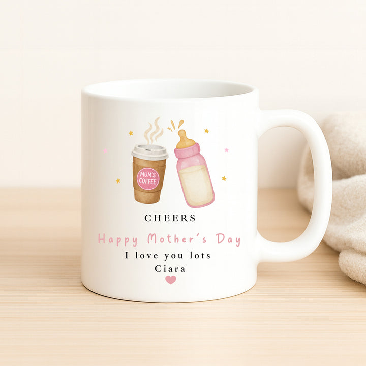 Personalised Pink Cheers Happy Mother's Day Mug